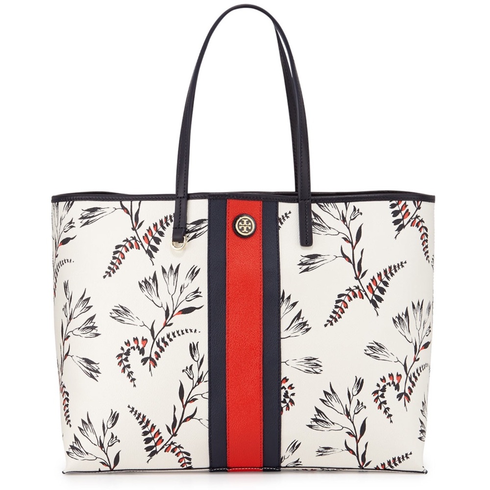 Tory Burch Floral Tote Bag - Red, Black, White